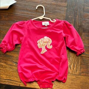 Bright Pink Baby Girl One-Piece Bodysuit with Floral Silhouette